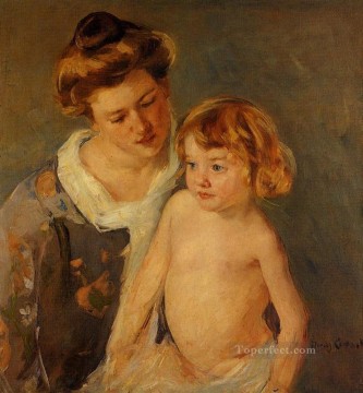 María Cassatt Painting - Jules de pie junto a su madre madres hijos Mary Cassatt